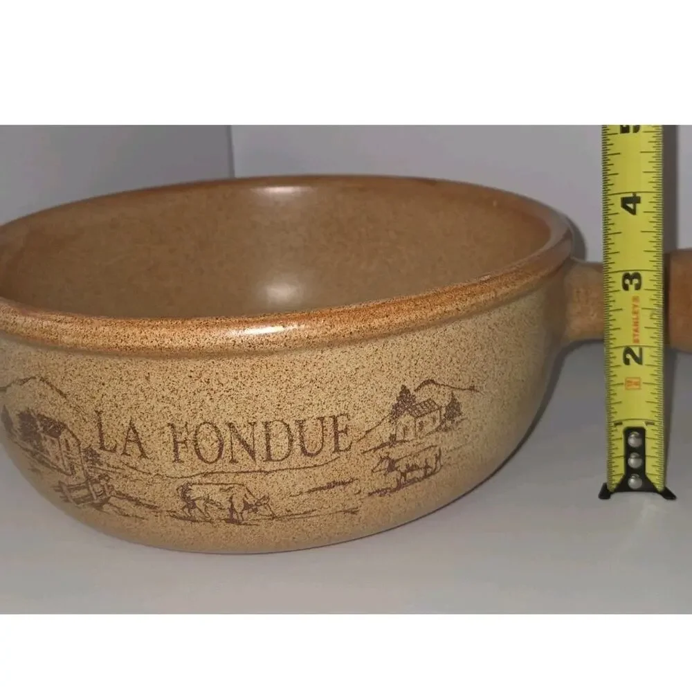 Vintage Swiss/French Ceramic Cheese Fondue Pot - Caquelon 